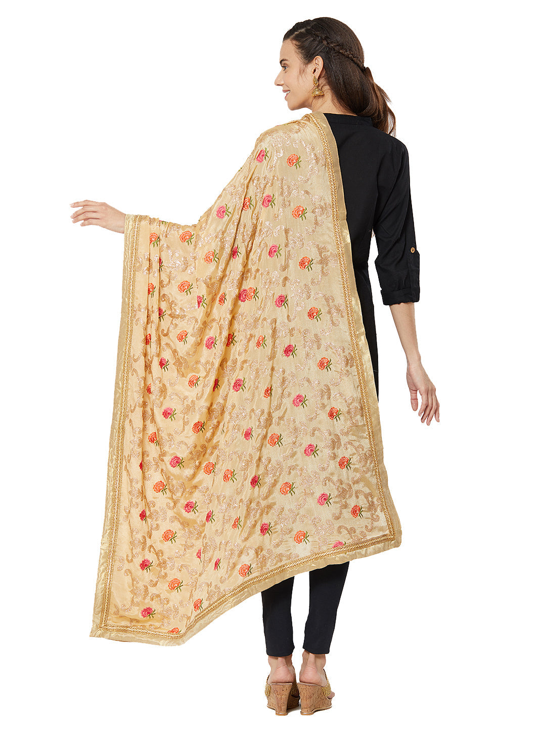 Dupatta Bazaar Woman's Crepe Silk Dupatta with Embroidery. - Dupatta Bazaar