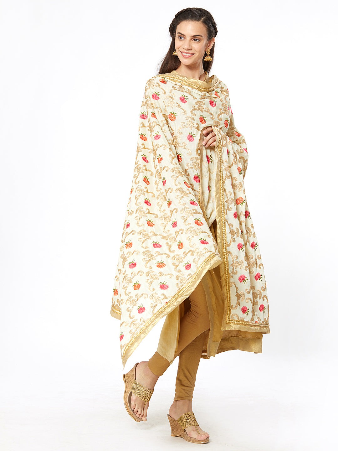 Dupatta Bazaar Woman's Crepe Silk Dupatta with Embroidery. - Dupatta Bazaar