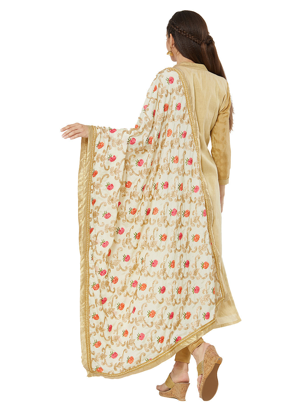 Dupatta Bazaar Woman's Crepe Silk Dupatta with Embroidery. - Dupatta Bazaar