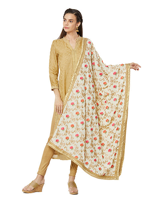 Dupatta Bazaar Woman's Crepe Silk Dupatta with Embroidery. - Dupatta Bazaar
