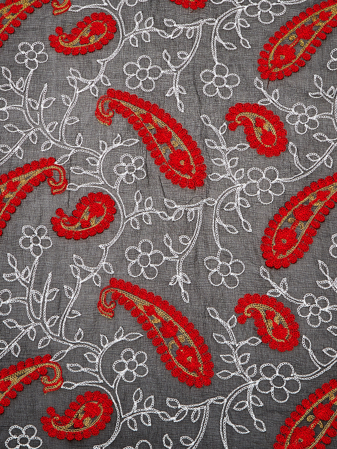 Dupatta Bazaar Woman's Multicoloured Chiffon Dupatta with Paisley Embroidery. - Dupatta Bazaar