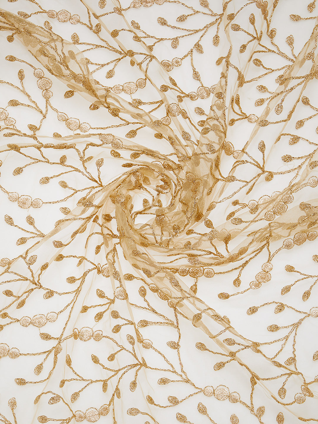 Dupatta Bazaar Women's Embroidered Gold Net Dupatta - Dupatta Bazaar