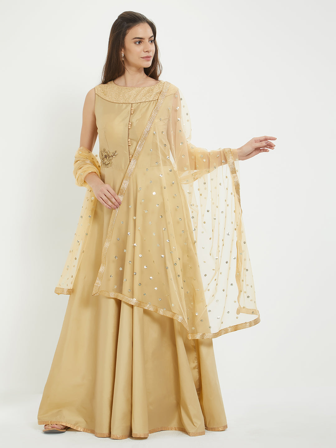 Dupatta Bazaar Woman's Embellished Net Dupatta - Dupatta Bazaar