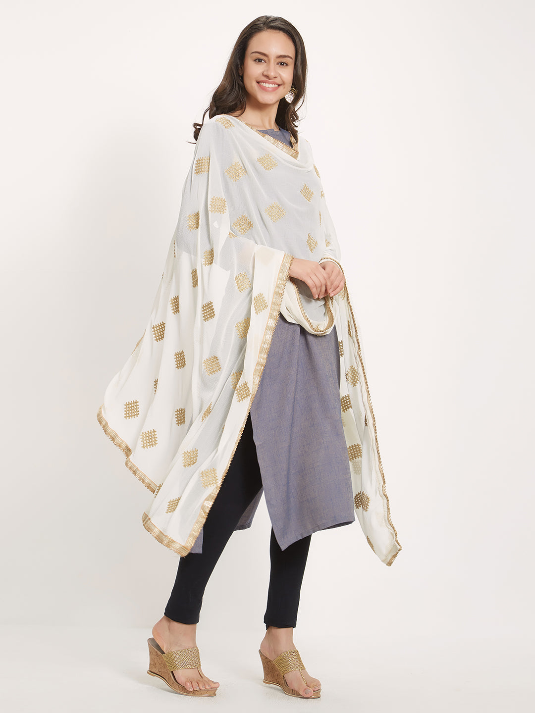 Dupatta Bazaar Woman's Embroidered Chiffon Dupatta - Dupatta Bazaar