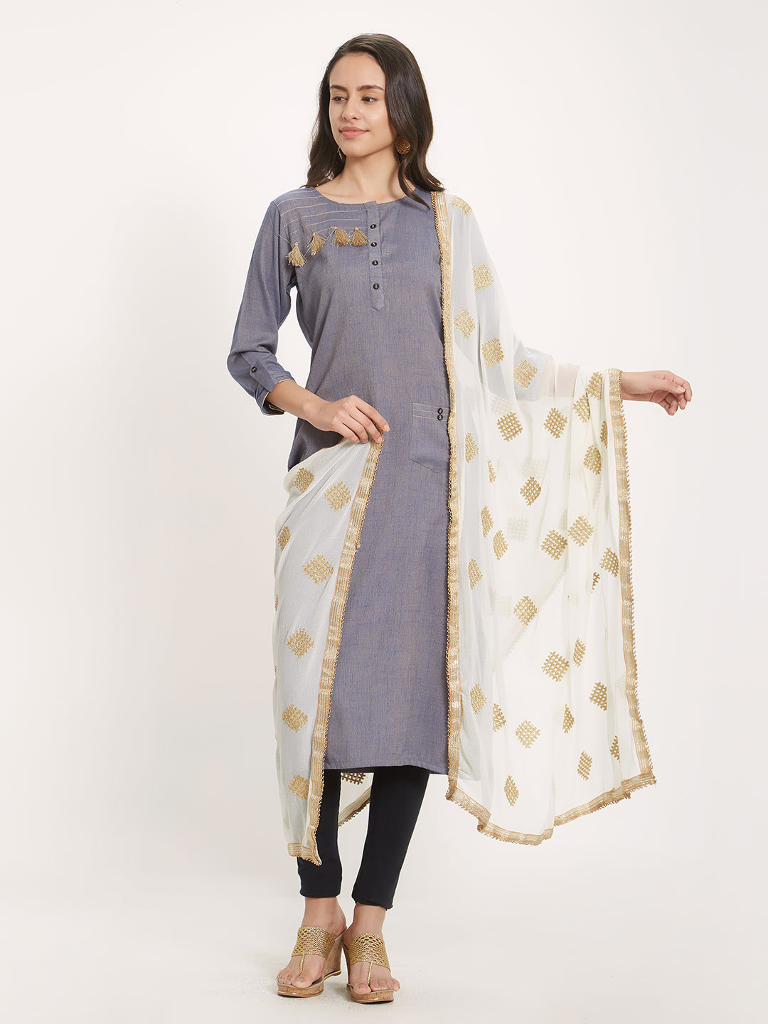 Dupatta Bazaar Woman's Embroidered Chiffon Dupatta - Dupatta Bazaar