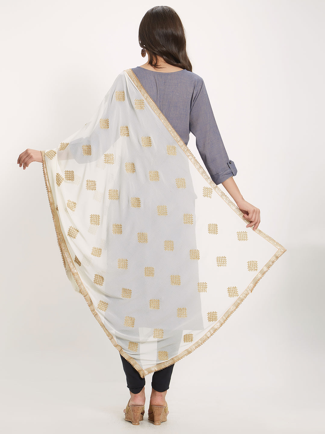 Dupatta Bazaar Woman's Embroidered Chiffon Dupatta - Dupatta Bazaar