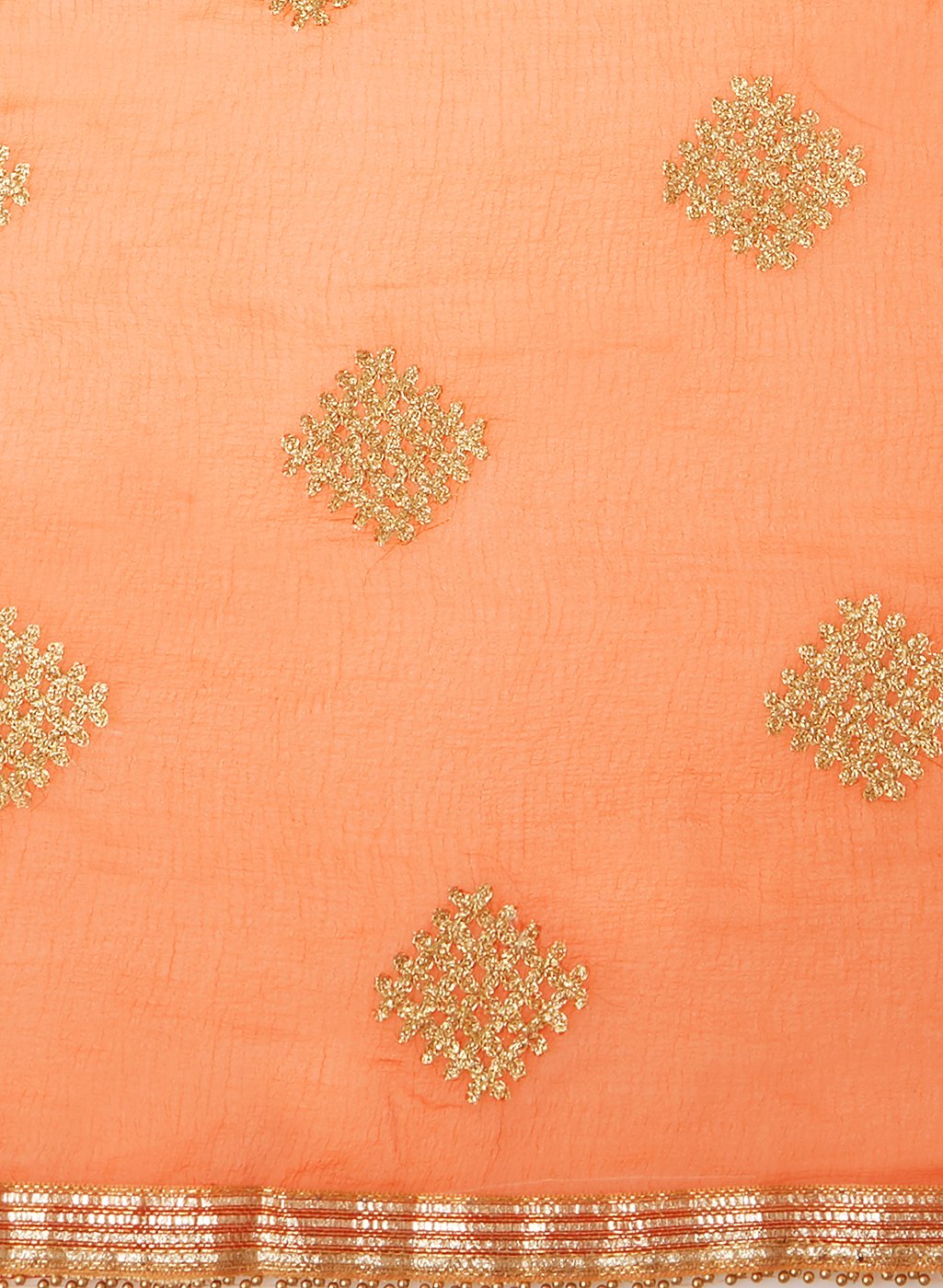 Orange Embroidered Chiffon Dupatta freeshipping - Dupatta Bazaar