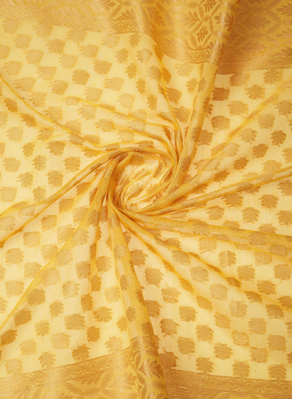 Dupatta Bazaar Woman's Yellow & Gold Banarasi Silk  Dupatta - Dupatta Bazaar