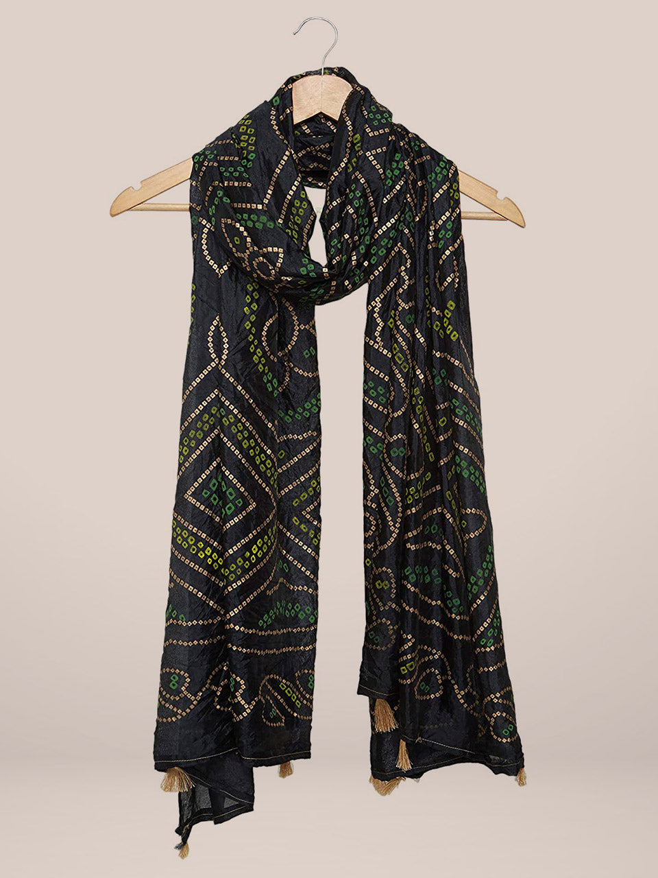 Black Bandhini Silk dupatta freeshipping - Dupatta Bazaar