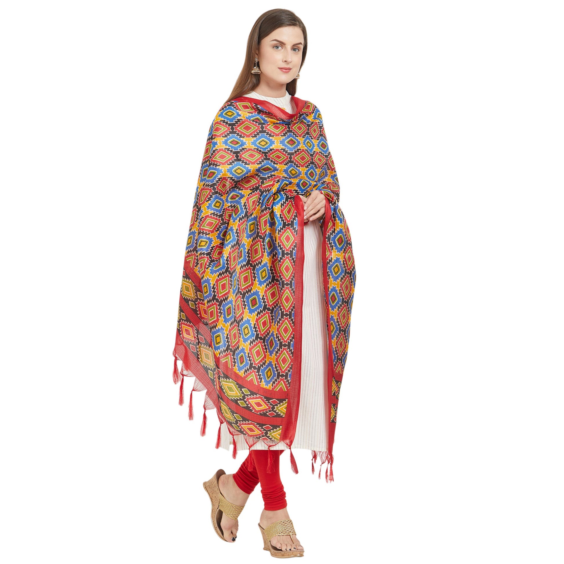 Dupatta Bazaar Woman's Printed Multicoloured Silk dupatta - Dupatta Bazaar