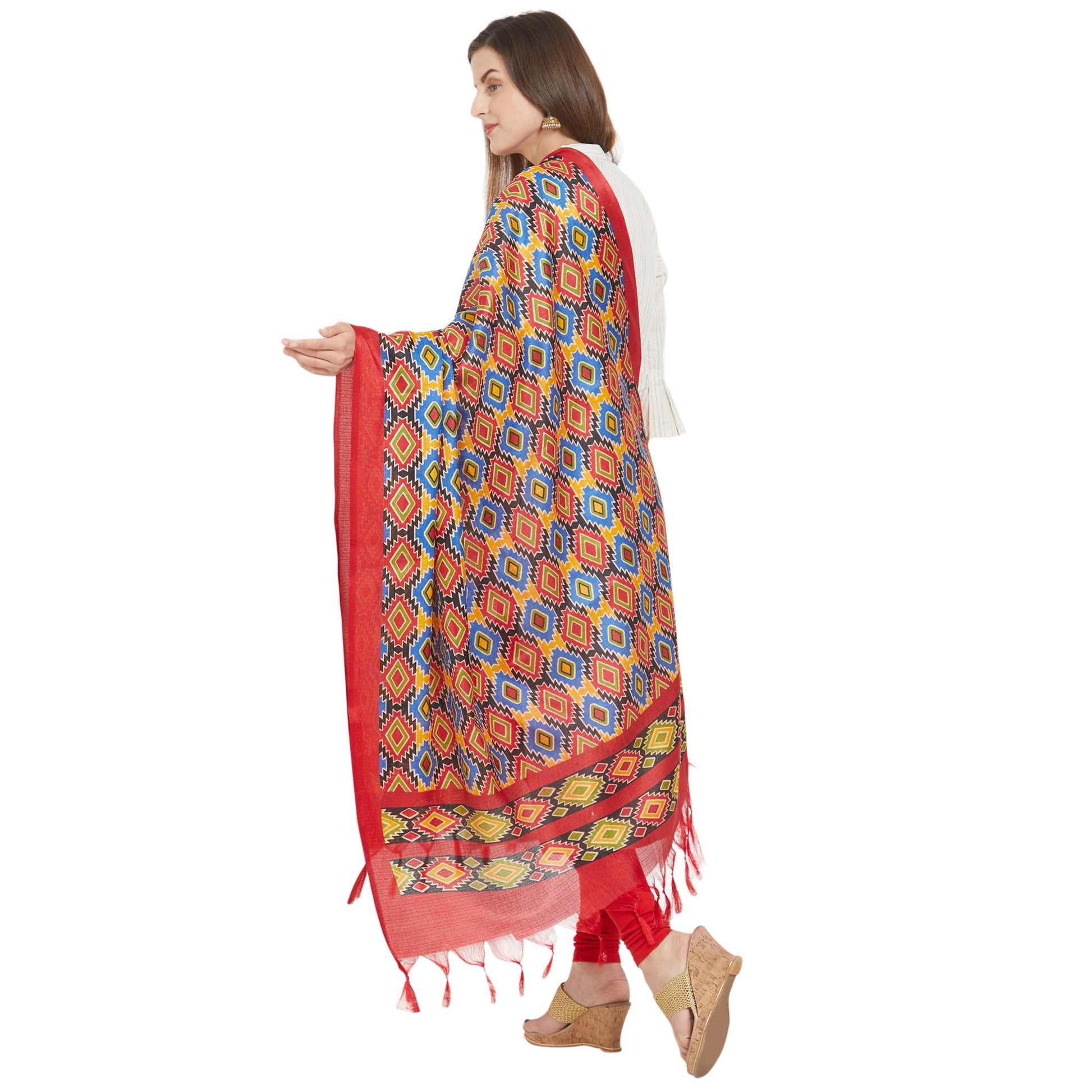 Dupatta Bazaar Woman's Printed Multicoloured Silk dupatta - Dupatta Bazaar