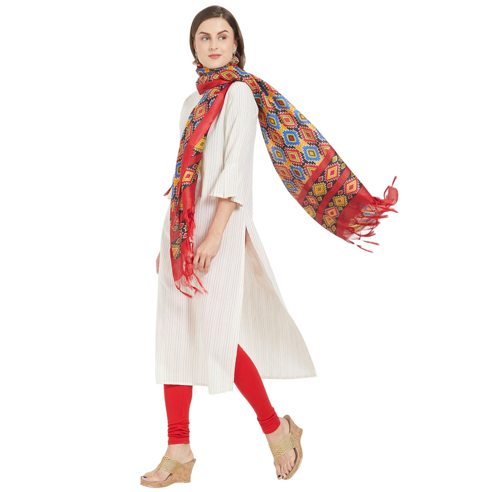 Dupatta Bazaar Woman's Printed Multicoloured Silk dupatta - Dupatta Bazaar