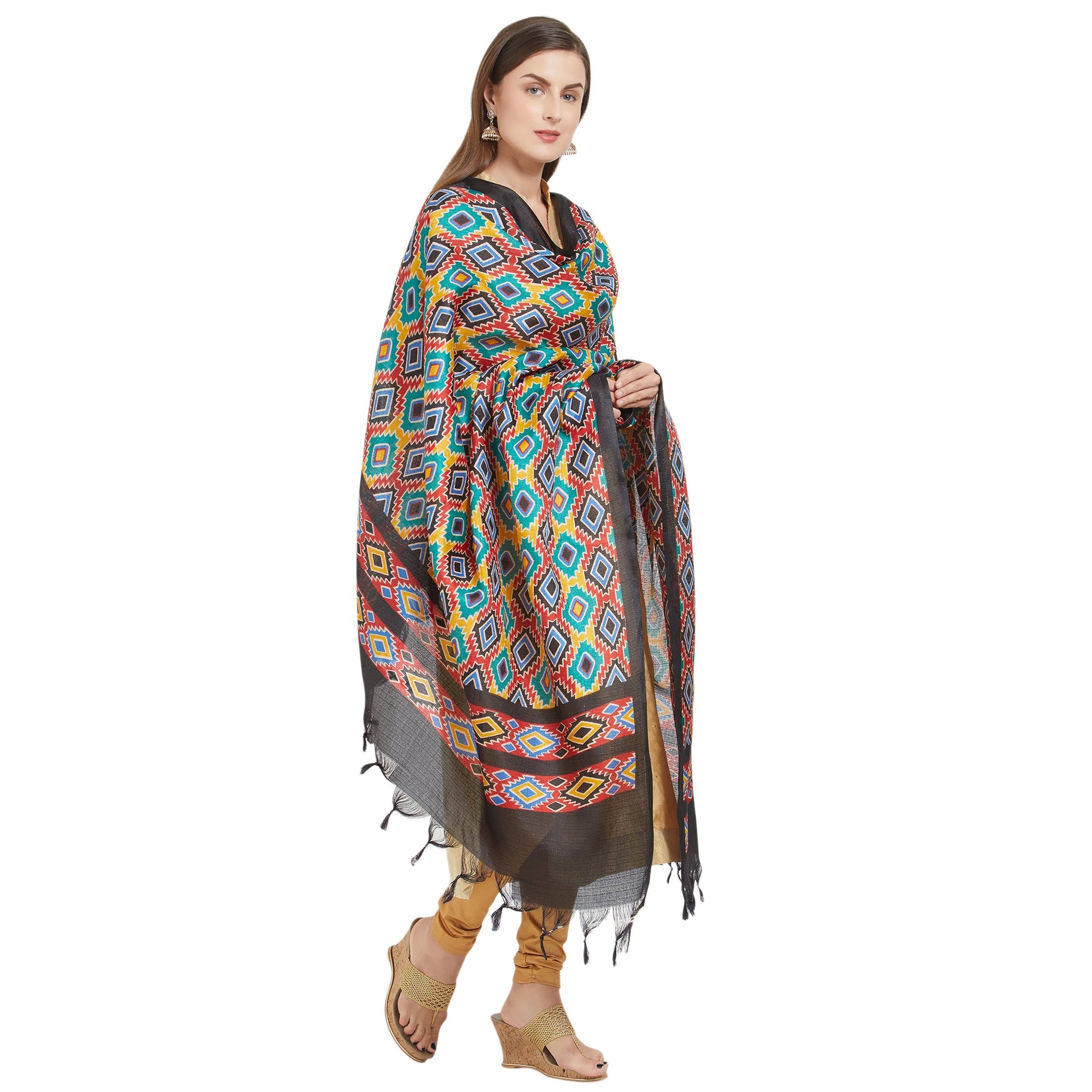Dupatta Bazaar Woman's Printed Multicoloured Silk dupatta - Dupatta Bazaar