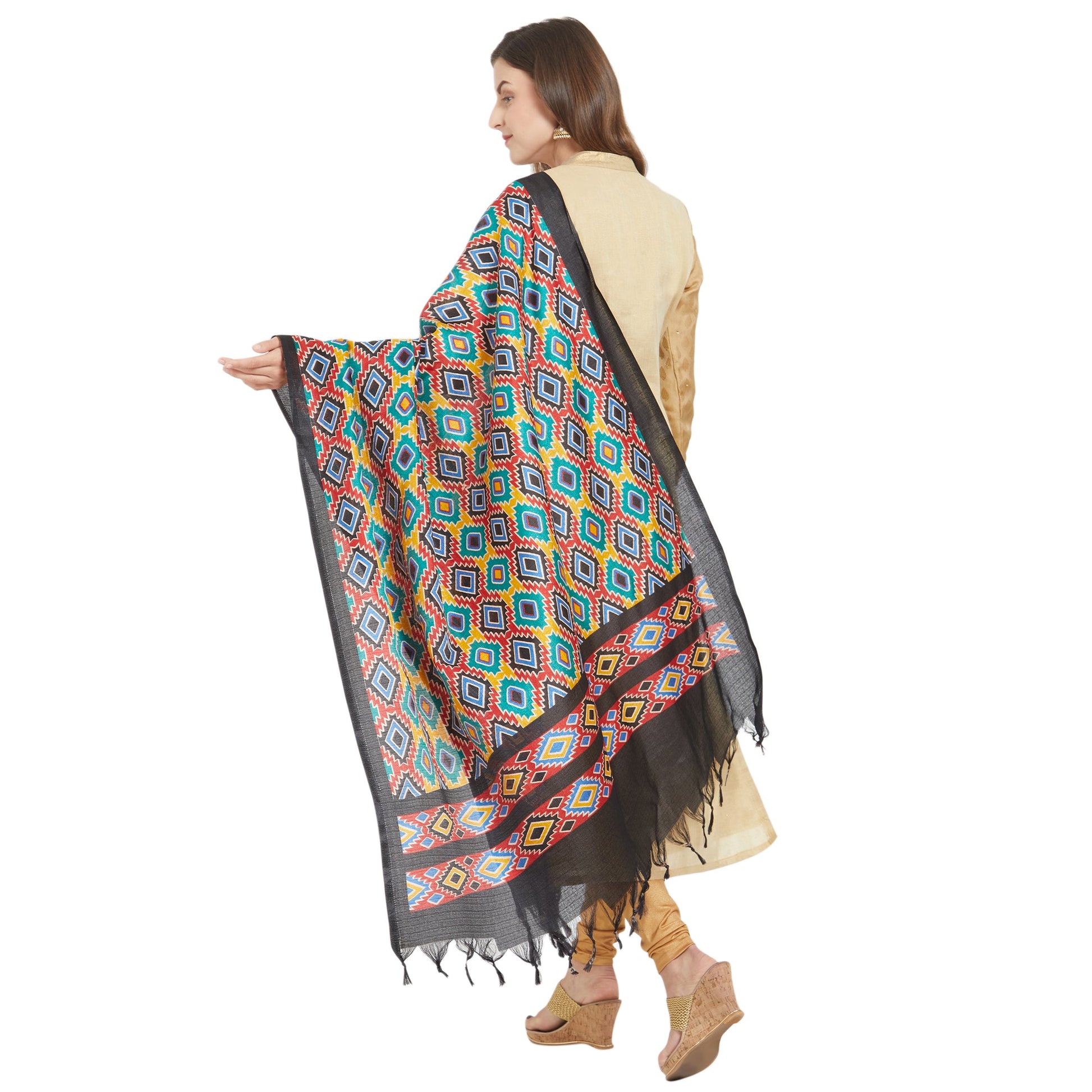 Dupatta Bazaar Woman's Printed Multicoloured Silk dupatta - Dupatta Bazaar