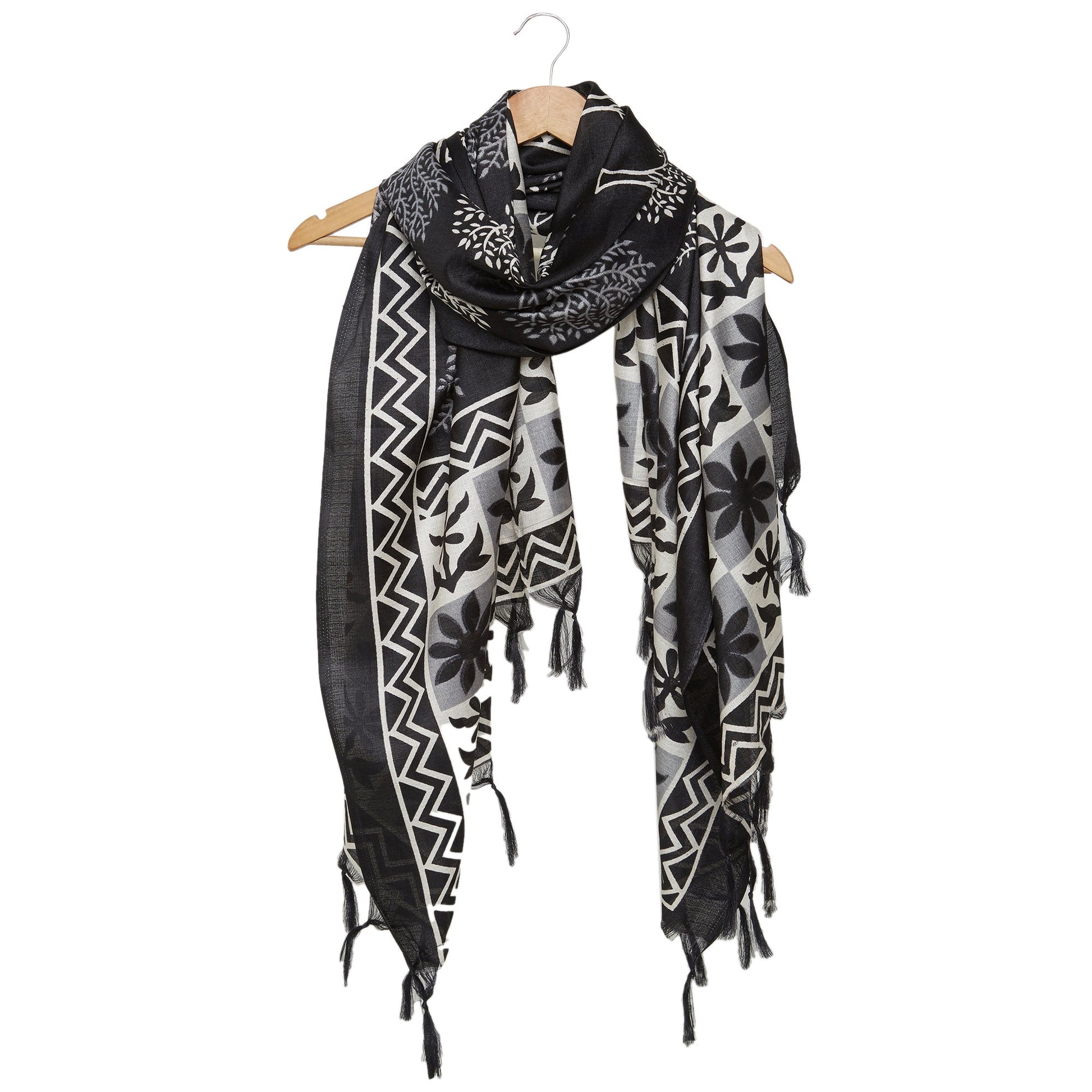 Dupatta Bazaar Woman's Indigo & White Silk dupatta - Dupatta Bazaar