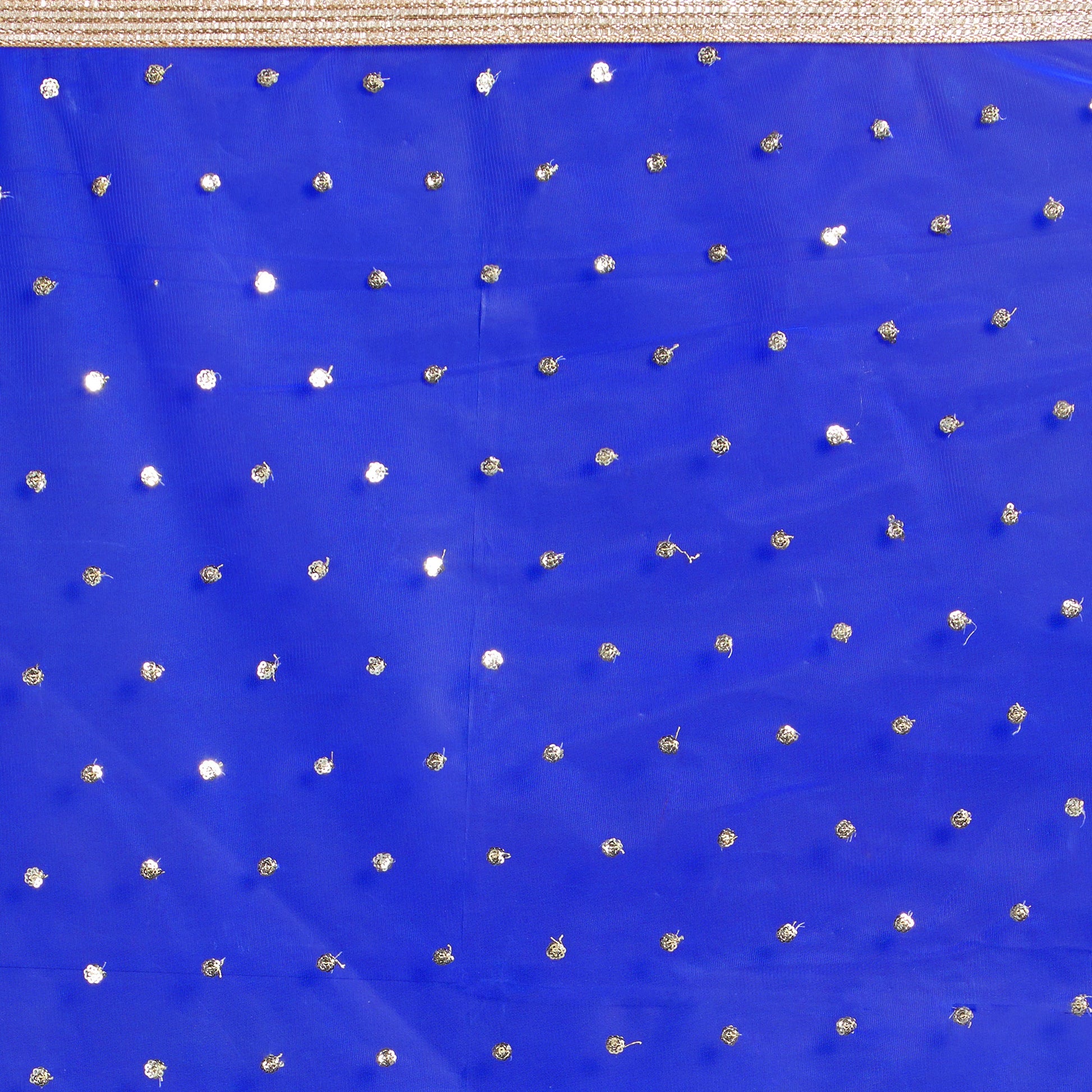 Dupatta Bazaar Woman's Royal Blue Embellished Net Dupatta - Dupatta Bazaar