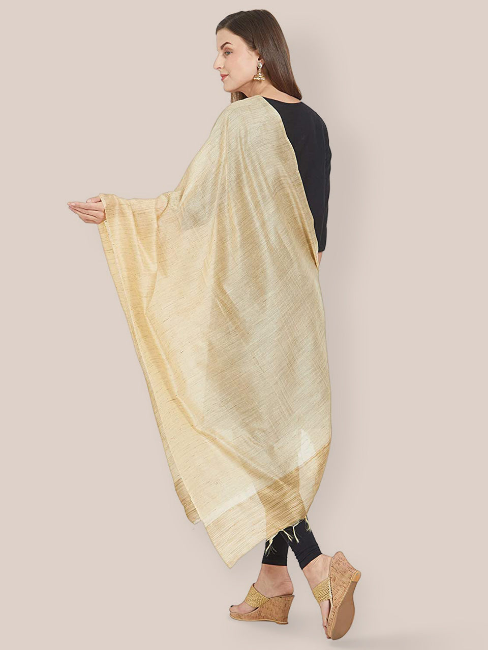 Gold Blended Silk dupatta freeshipping - Dupatta Bazaar