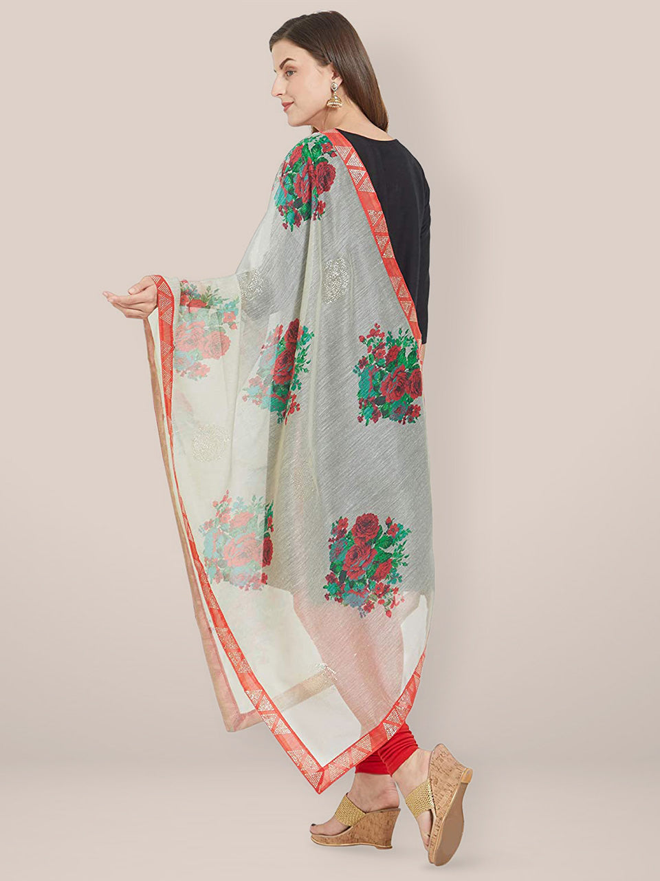 Mtulticoloured Embellished Blended Silk dupatta freeshipping - Dupatta Bazaar