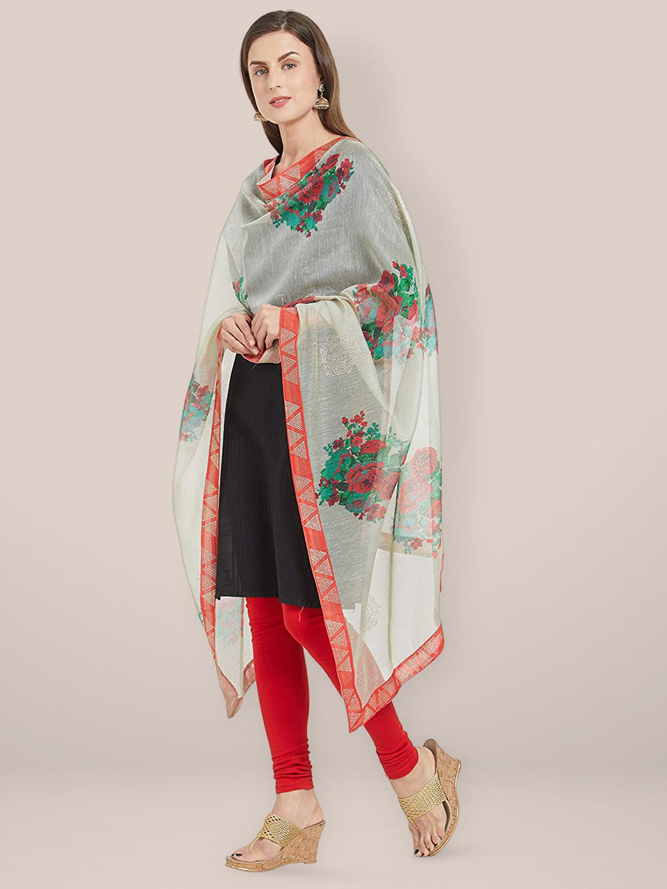 Mtulticoloured Embellished Blended Silk dupatta freeshipping - Dupatta Bazaar