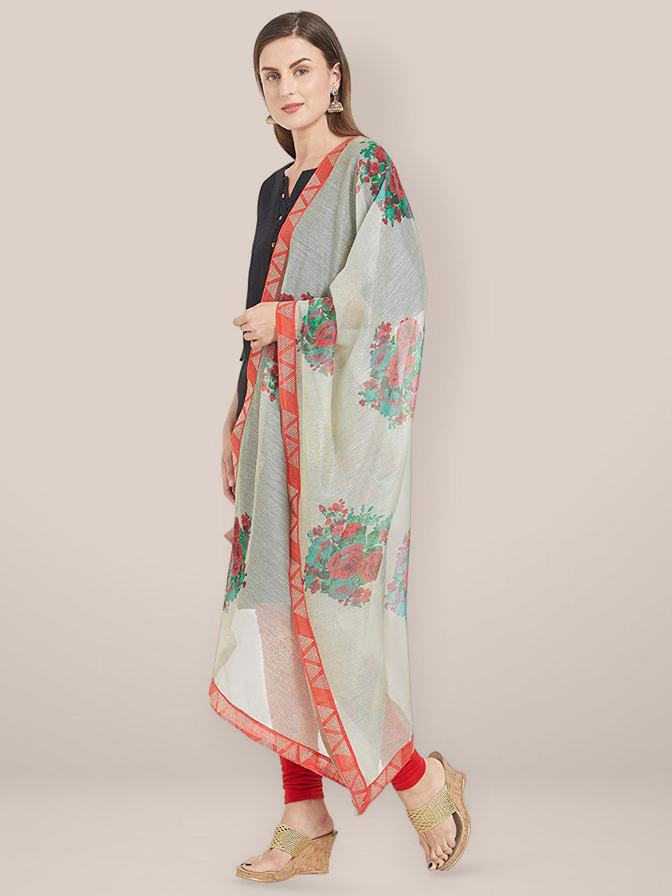 Mtulticoloured Embellished Blended Silk dupatta freeshipping - Dupatta Bazaar