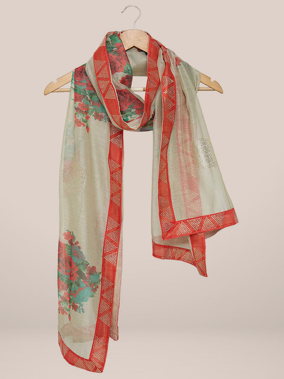 Mtulticoloured Embellished Blended Silk dupatta freeshipping - Dupatta Bazaar
