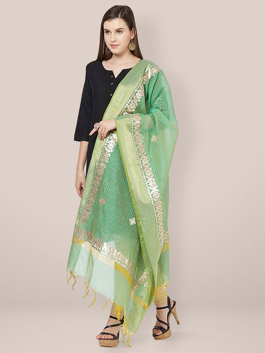 Sea Green Chanderi Dupatta with Gotta Work freeshipping - Dupatta Bazaar