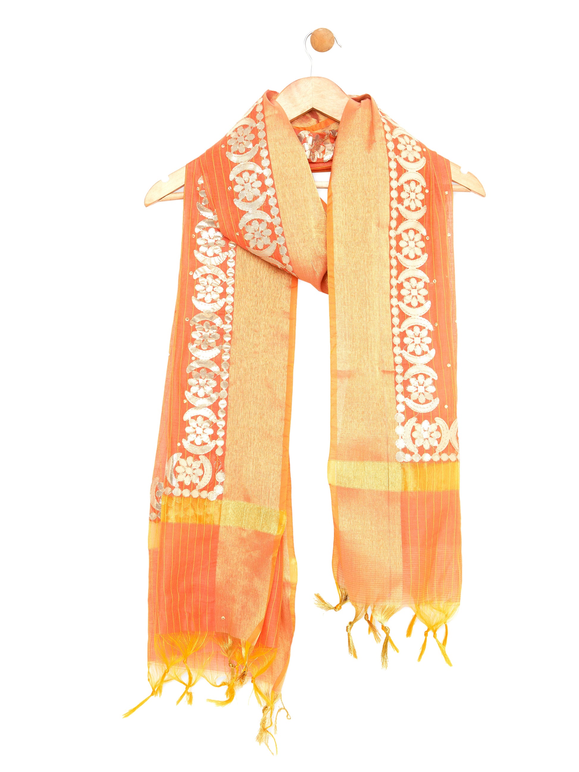 Dupatta Bazaar Woman's Chanderi Dupatta with Gotta Work - Dupatta Bazaar