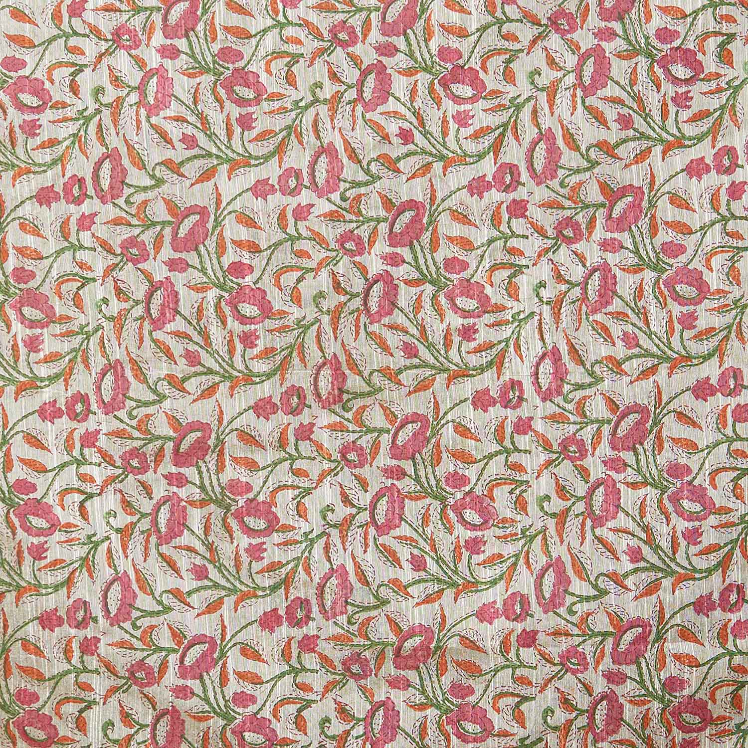 Pink Chanderi Silk Dupatta with block print. freeshipping - Dupatta Bazaar