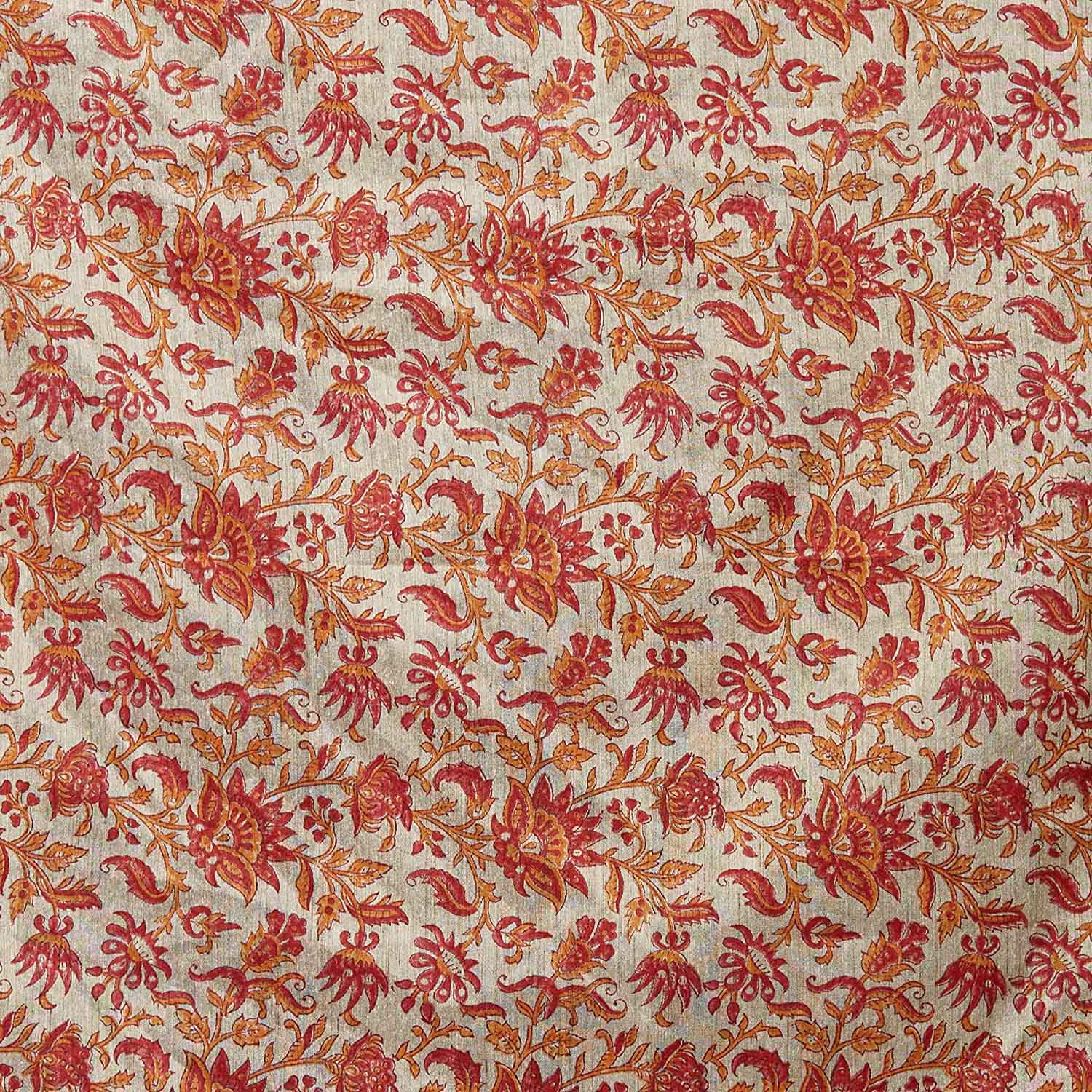 Red Chanderi Silk Dupatta with block print. freeshipping - Dupatta Bazaar