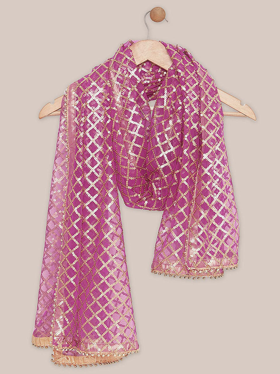 Pink Embellished Net Dupatta. freeshipping - Dupatta Bazaar