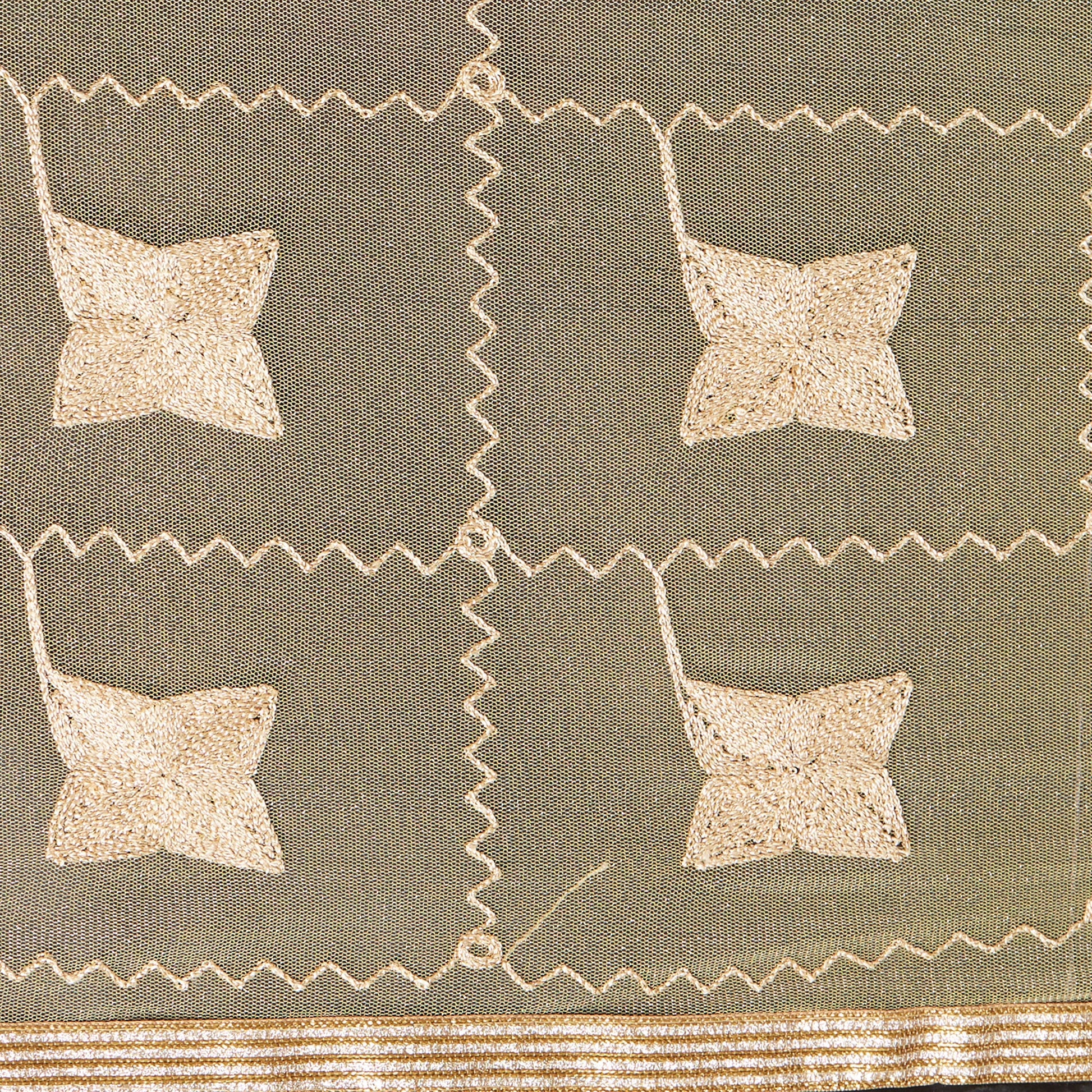 Dupatta Bazaar Woman's Golden Embroidered Net Dupatta with lace and danglers. - Dupatta Bazaar