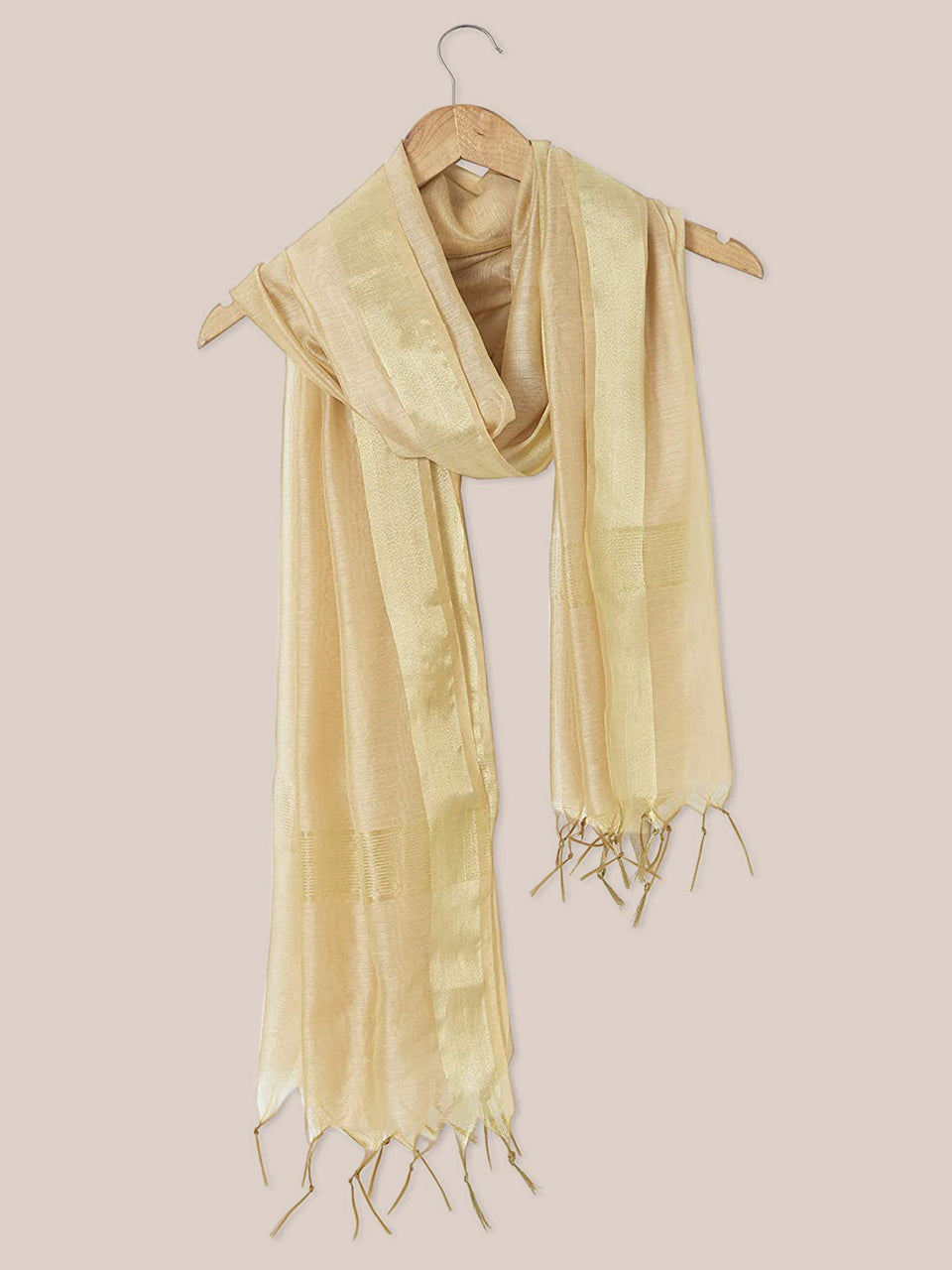 Gold Cotton Silk Dupatta with Gold Border. freeshipping - Dupatta Bazaar