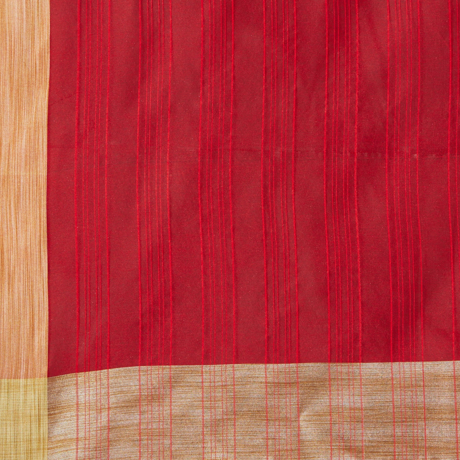 Dupatta Bazaar Woman's Red Cotton Silk Dupatta with Golden Woven Border. - Dupatta Bazaar