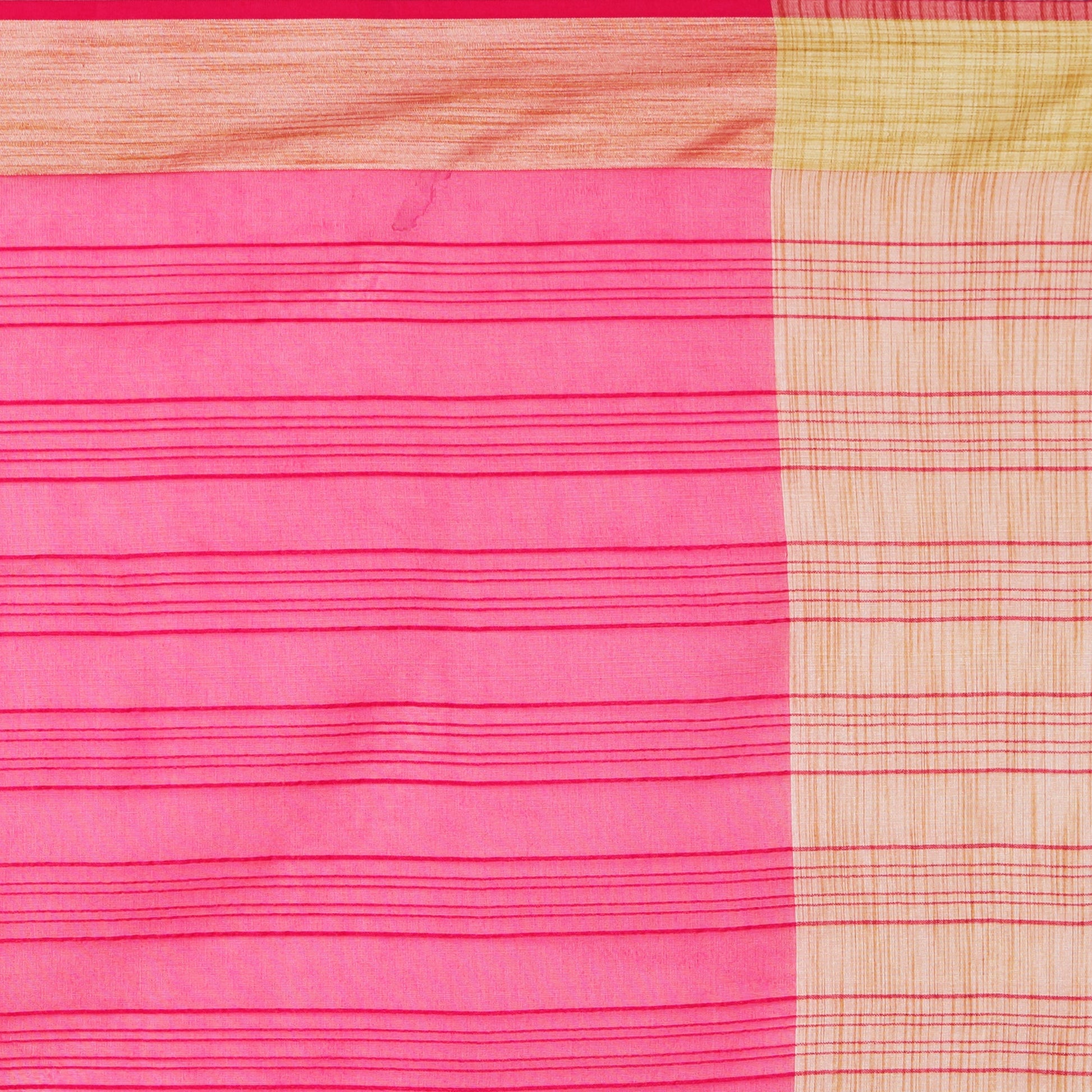 Dupatta Bazaar Woman's Pink Cotton Silk Dupatta with Golden Woven Border. - Dupatta Bazaar