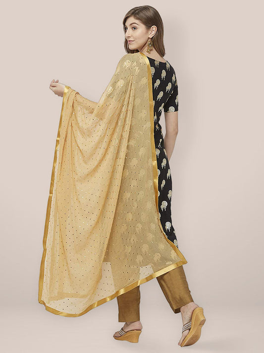 Embellished Beige Chiffon Dupatta. freeshipping - Dupatta Bazaar