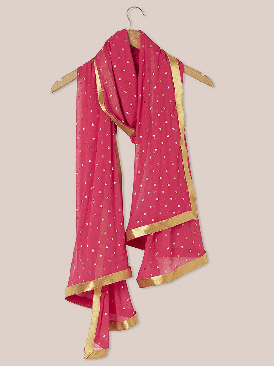Embellished Pink Chiffon Dupatta. freeshipping - Dupatta Bazaar
