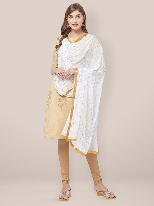 Embellished White Chiffon Dupatta. freeshipping - Dupatta Bazaar