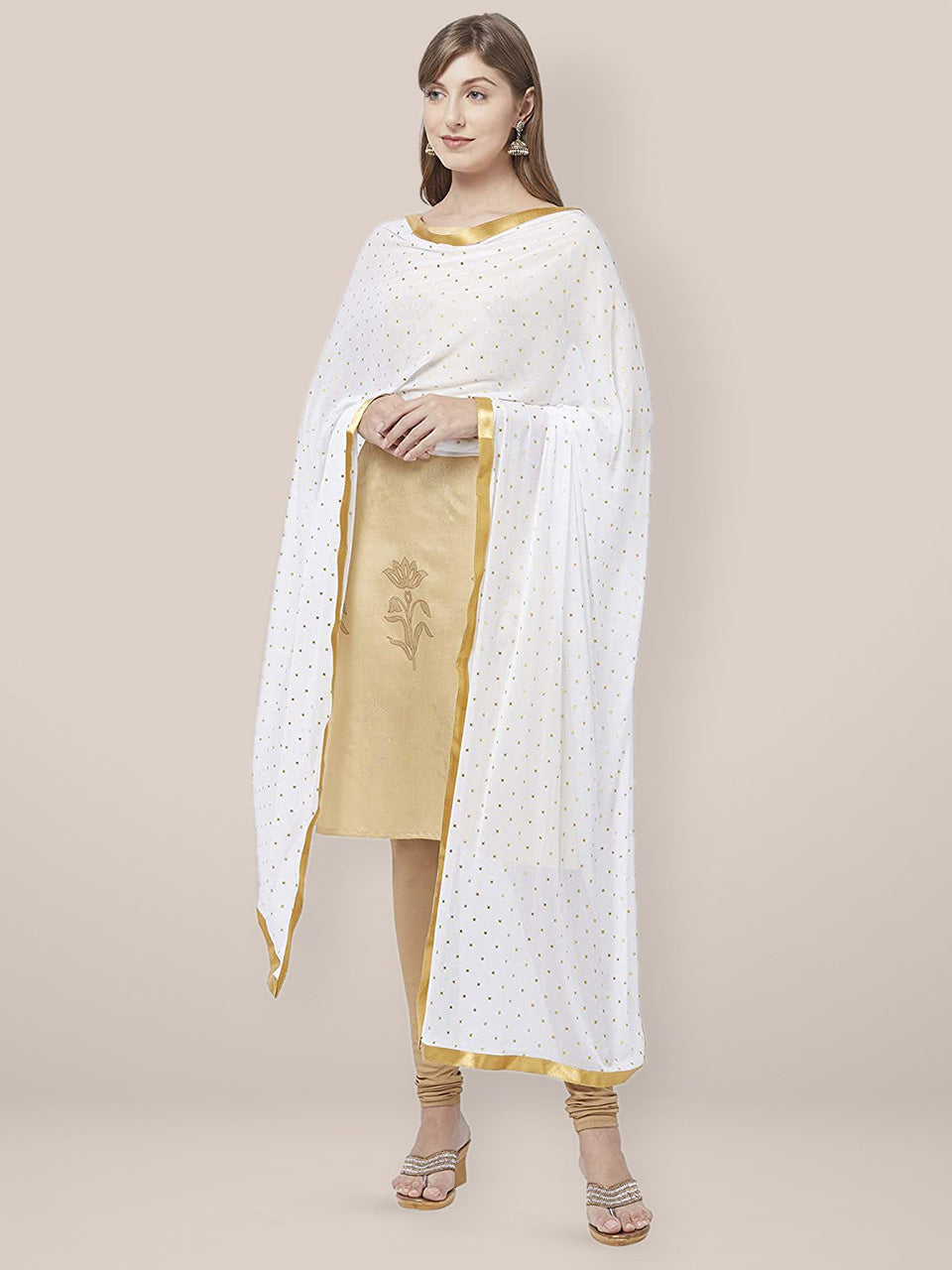 Embellished White Chiffon Dupatta. freeshipping - Dupatta Bazaar