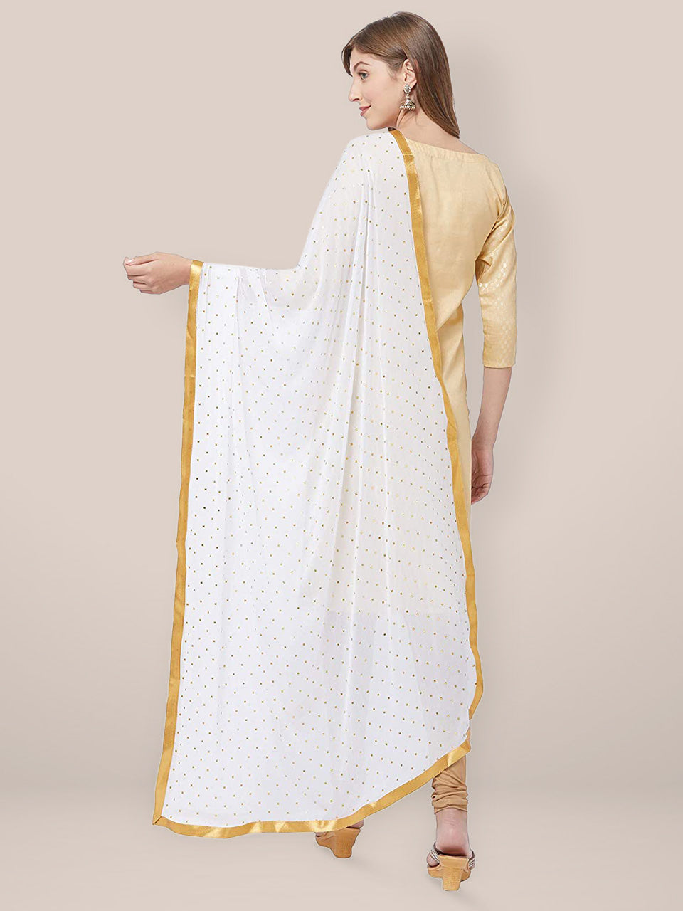 Embellished White Chiffon Dupatta. freeshipping - Dupatta Bazaar