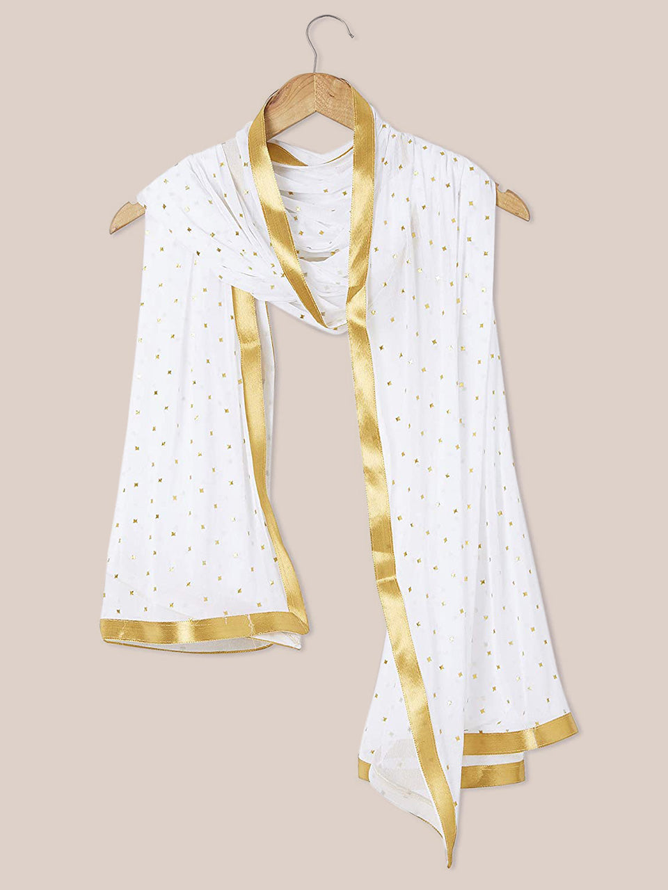 Embellished White Chiffon Dupatta. freeshipping - Dupatta Bazaar