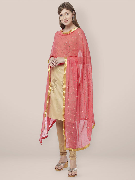 Embellished Peach Chiffon Dupatta. freeshipping - Dupatta Bazaar