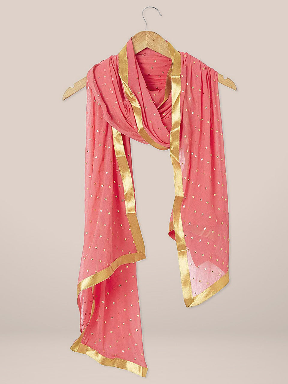 Embellished Peach Chiffon Dupatta. freeshipping - Dupatta Bazaar