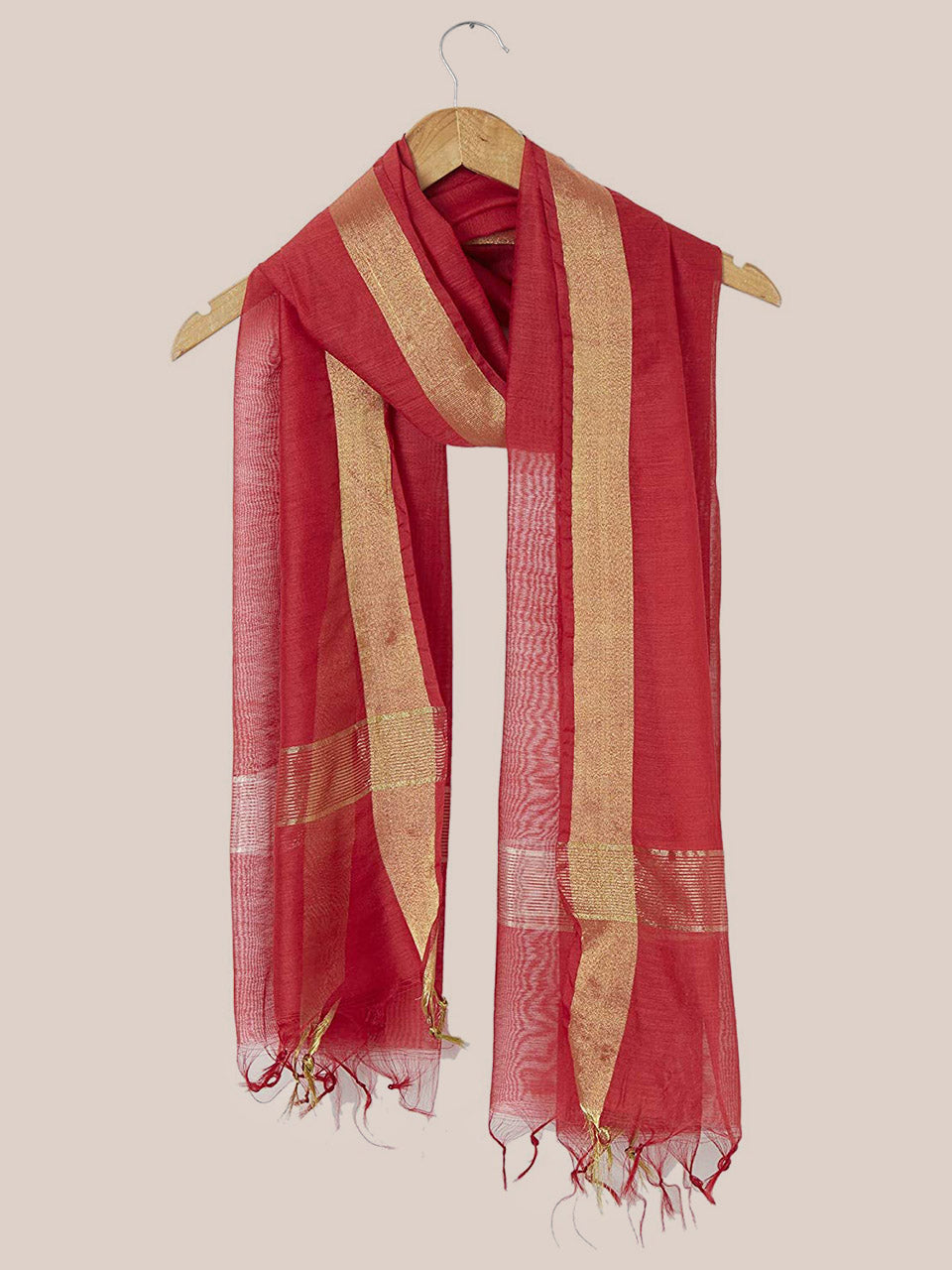 Red Cotton Silk Dupatta freeshipping - Dupatta Bazaar