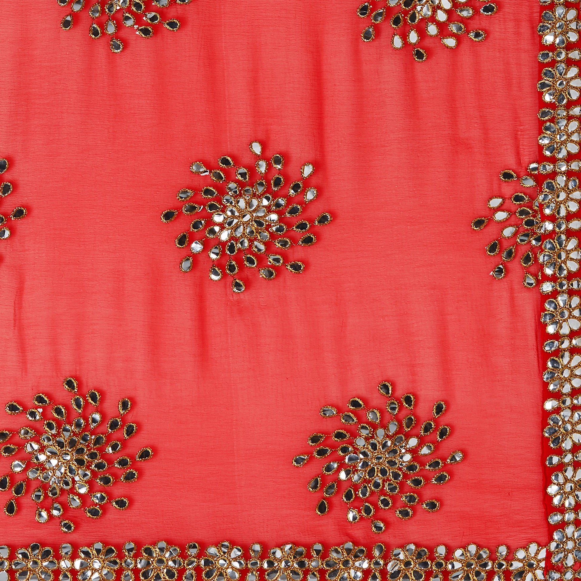 Dupatta Bazaar Woman's Embellished Red Chiffon Dupatta. - Dupatta Bazaar