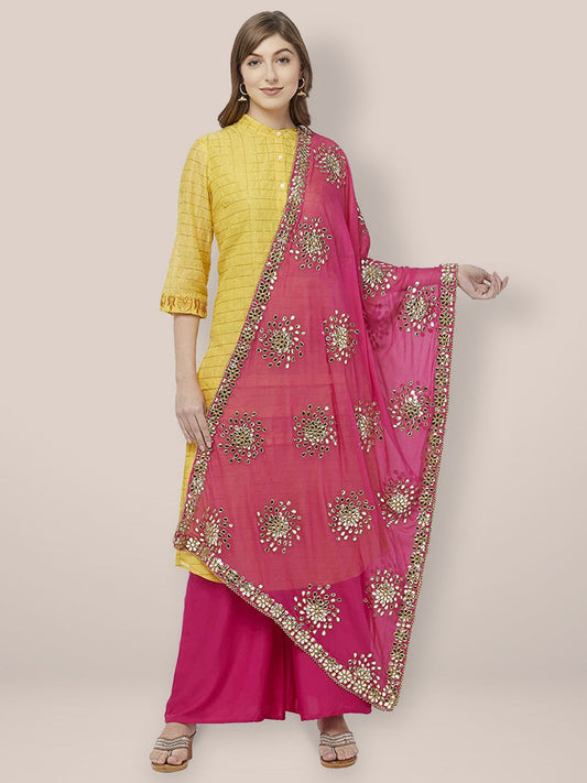 Embellished Pink Chiffon Dupatta. freeshipping - Dupatta Bazaar