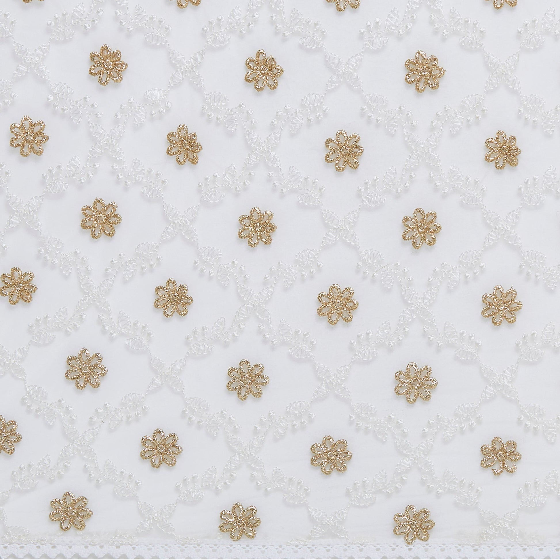 Dupatta Bazaar Woman's Ivory Net Dupatta with Lucknowi Embroidery. - Dupatta Bazaar