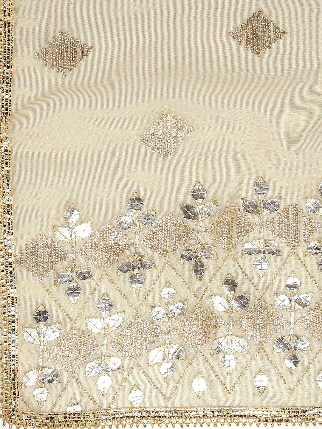 Dupatta Bazaar Woman's Gold Cotton Silk dupatta with Gotta Patti Work. - Dupatta Bazaar