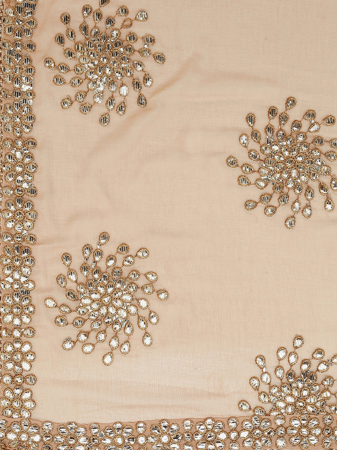 Dupatta Bazaar Woman's Embellished Beige Chiffon Dupatta. - Dupatta Bazaar
