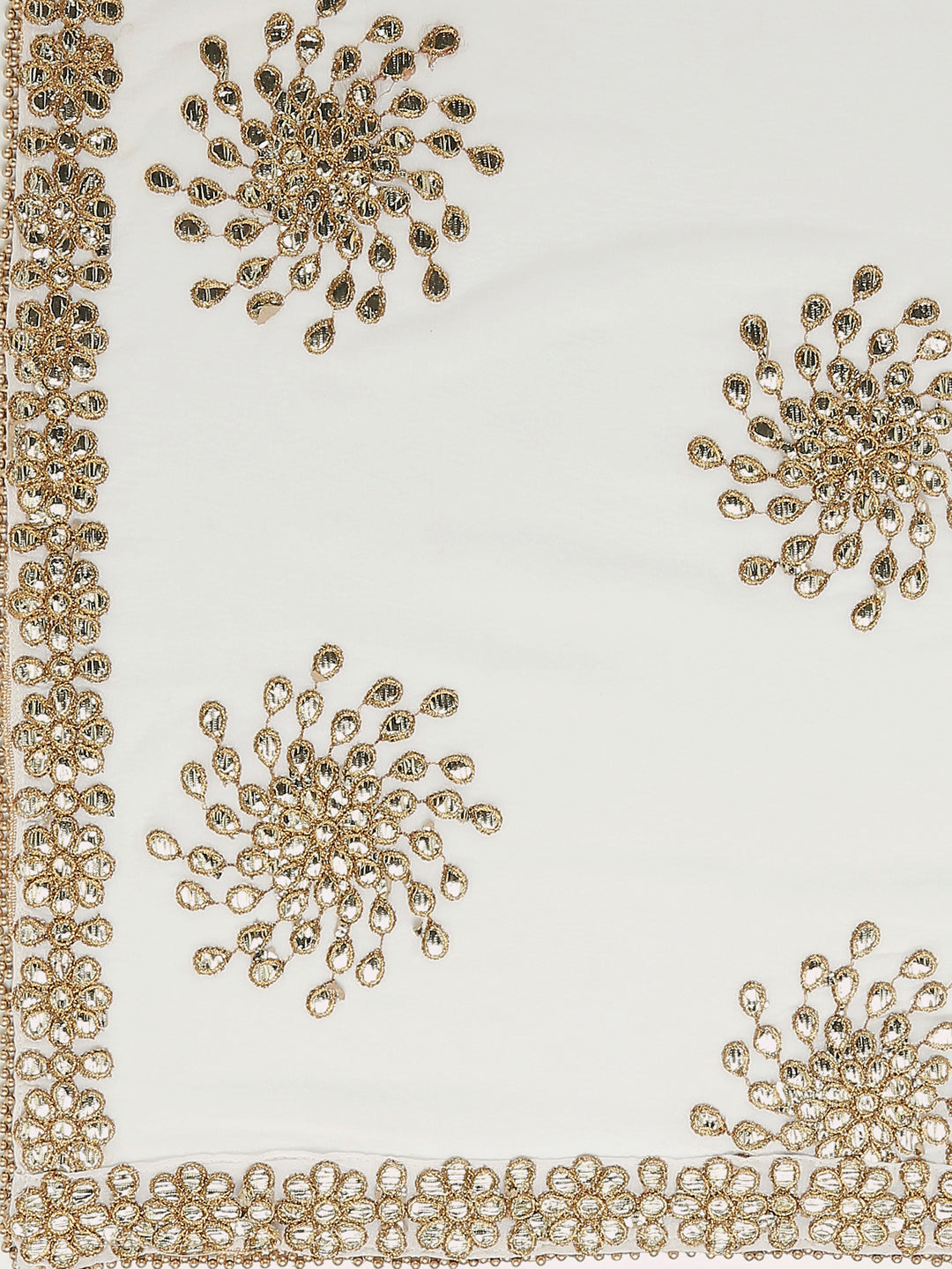 Dupatta Bazaar Woman's Embellished White Chiffon Dupatta. - Dupatta Bazaar