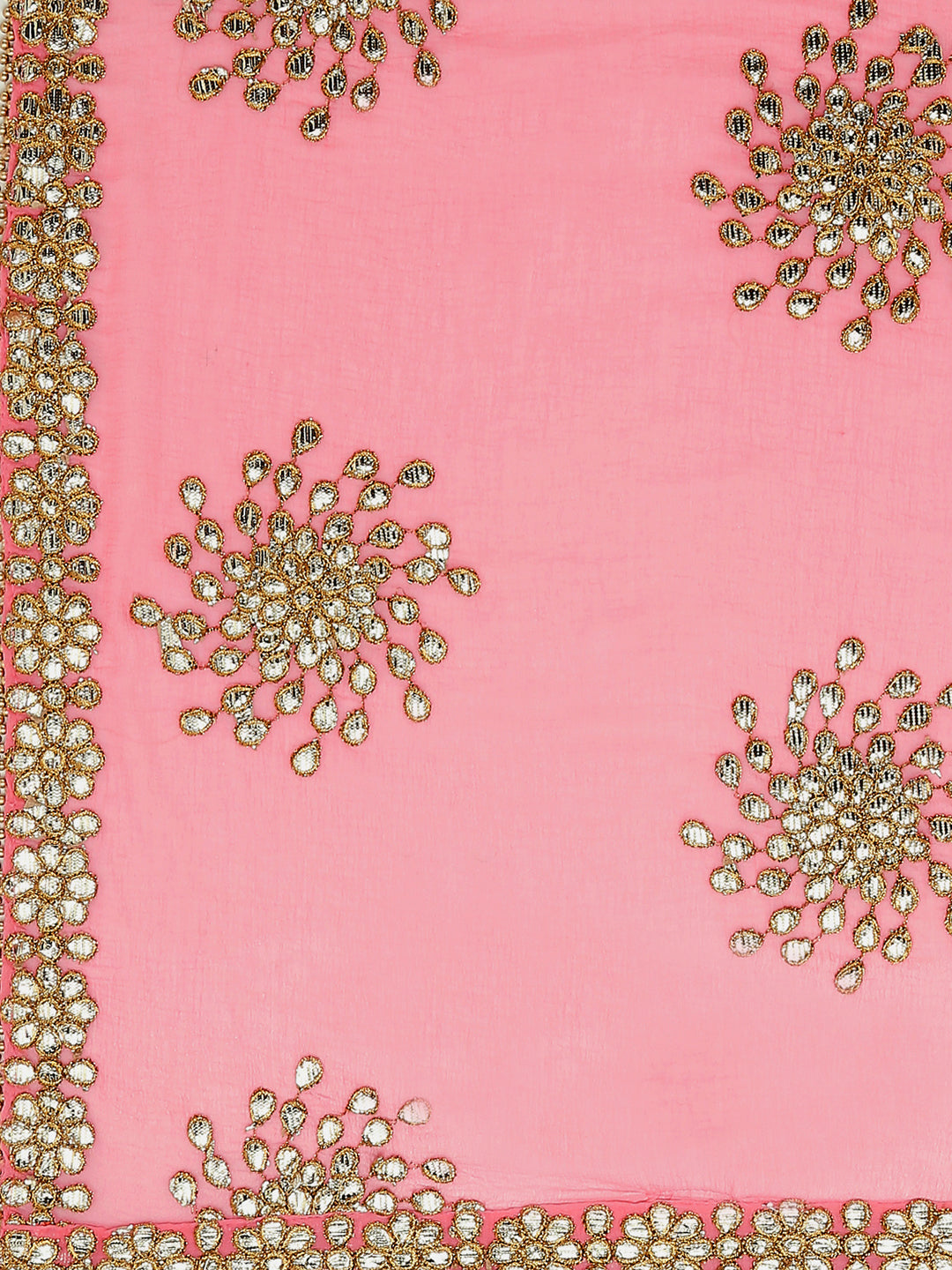 Dupatta Bazaar Woman's Embellished Pink Chiffon Dupatta. - Dupatta Bazaar